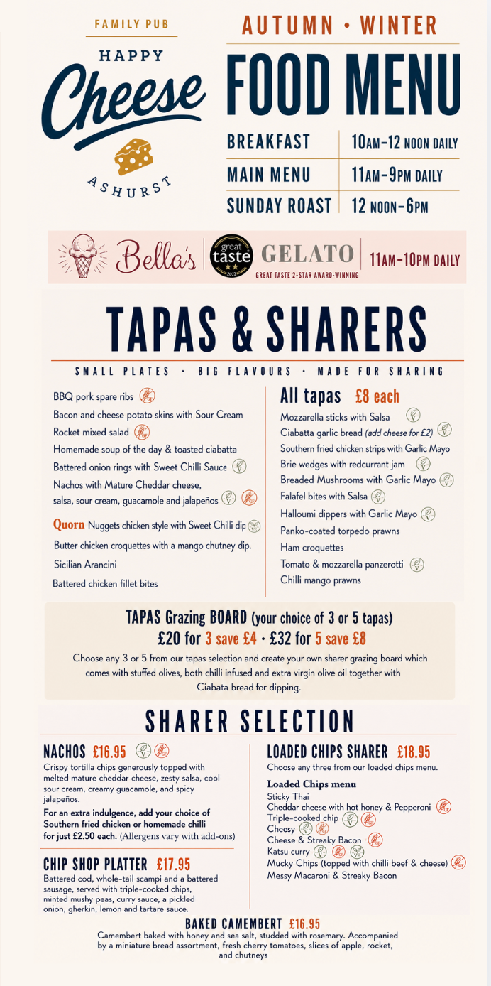 The Happy Cheese autumn and winter menu: tapas and sharers